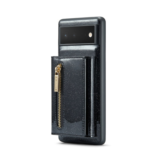 For Google Pixel 6 DG.MING M3 Series Glitter Powder Card Bag Leather Case(Black) by DG.MING