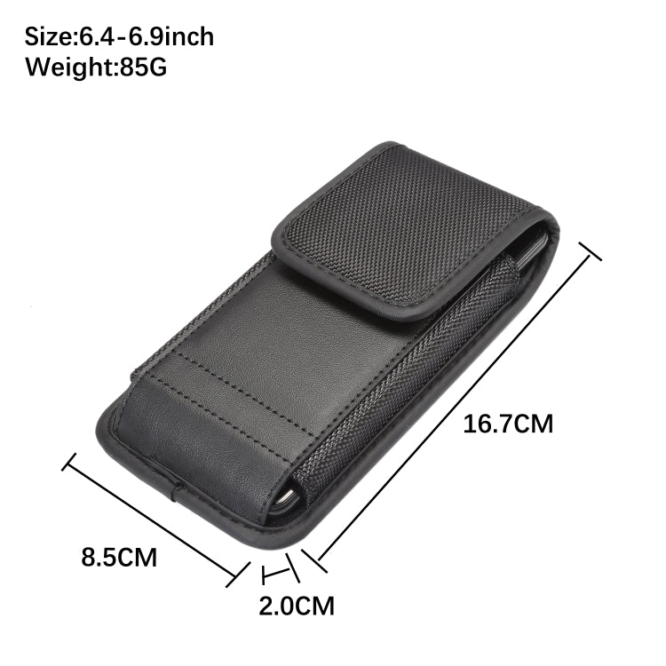 For 6.4-6.9 inch Universal Nylon Cloth Mobile Phone Waist Bag with Card Slot(Black) by buy2fix