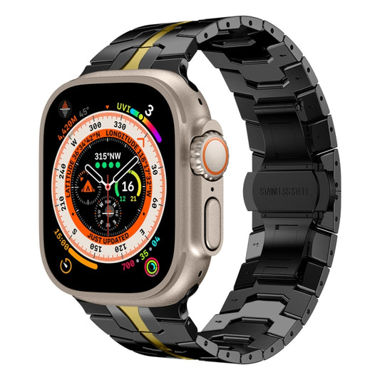 Steel Watch Band For Apple Watch Series 8&7 41mm / SE 2&6&SE&5&4 40mm / 3&2&1 38mm(Black Gold) by buy2fix