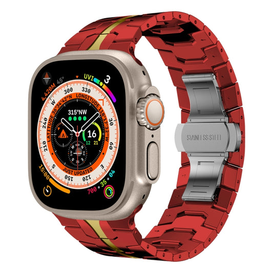 Steel Watch Band For Apple Watch Series 8&7 41mm / SE 2&6&SE&5&4 40mm / 3&2&1 38mm(Red Gold) by buy2fix