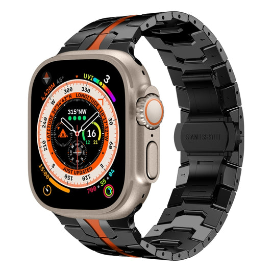 Steel Watch Band For Apple Watch Ultra 49mm / Series 8&7 45mm / SE 2&6&SE&5&4 44mm / 3&2&1 42mm(Black Red) by buy2fix