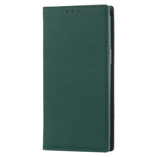 For iPhone 14 Pro Litchi Texture Genuine Leather Phone Case(Dark Green) - iPhone 14 Pro Cases by buy2fix | Online Shopping UK | buy2fix