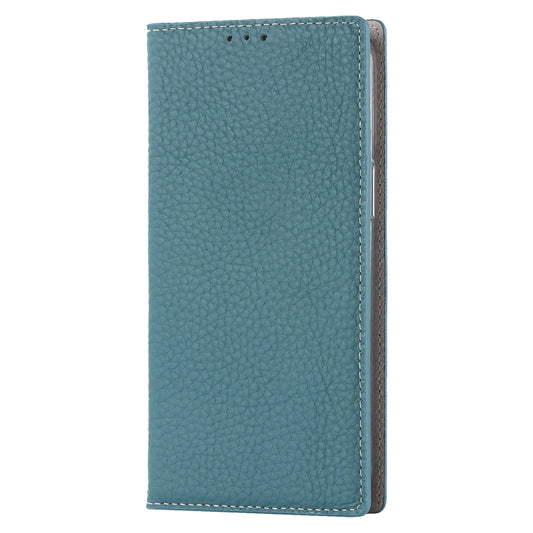 For iPhone 14 Pro Litchi Texture Genuine Leather Phone Case(Sky Blue) - iPhone 14 Pro Cases by buy2fix | Online Shopping UK | buy2fix