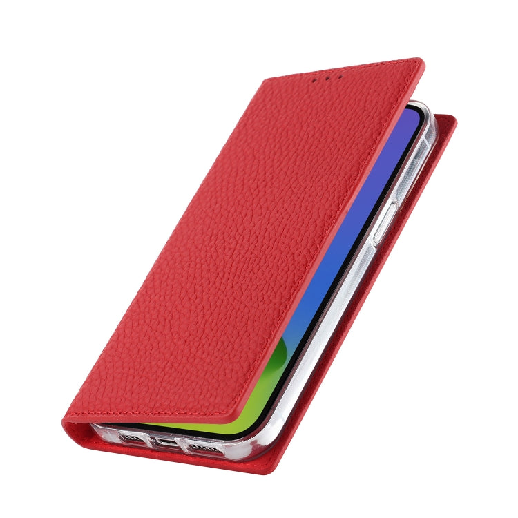 For iPhone 14 Litchi Texture Genuine Leather Phone Case(Red) - iPhone 14 Cases by buy2fix | Online Shopping UK | buy2fix