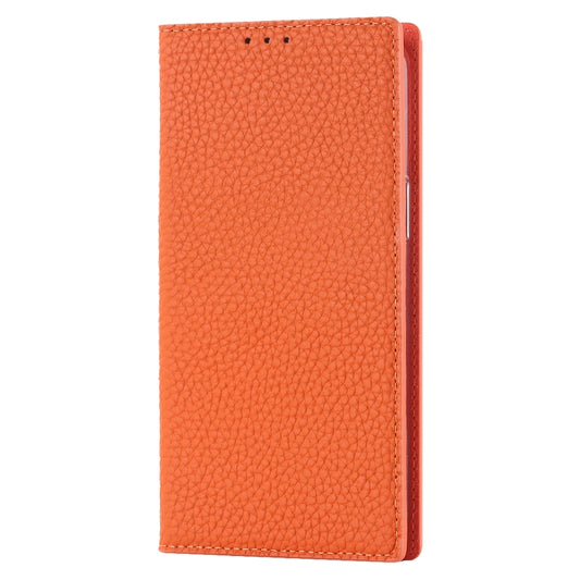 For iPhone 14 Plus Litchi Texture Genuine Leather Phone Case(Orange) - iPhone 14 Plus Cases by buy2fix | Online Shopping UK | buy2fix