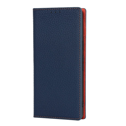 For Google Pixel 7 5G Litchi Texture Genuine Leather Phone Case(Dark Blue) - Google Cases by buy2fix | Online Shopping UK | buy2fix