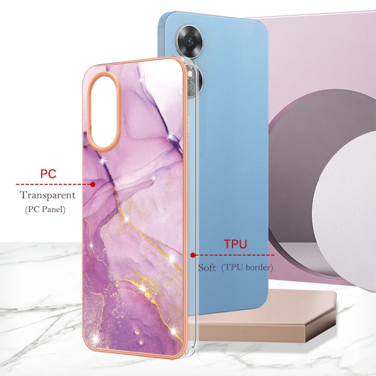 For OPPO A17 Electroplating Marble Dual-side IMD Phone Case(Purple 001) by buy2fix