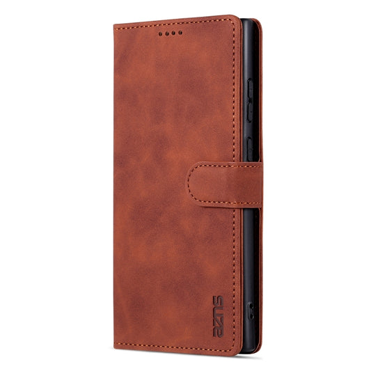 For Samsung Galaxy S23 Ultra 5G AZNS Skin Feel Calf Texture Flip Leather Phone Case(Brown) by AZNS