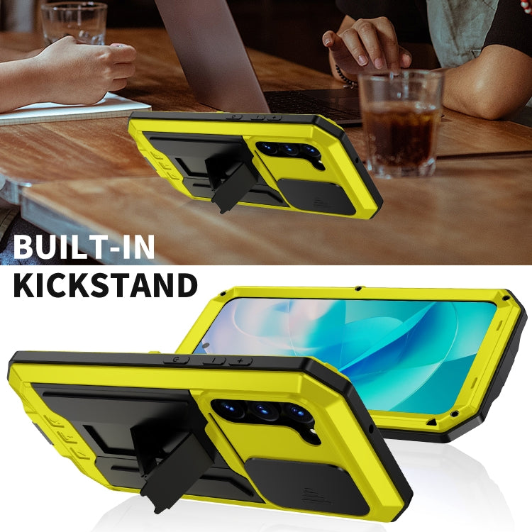 For Samsung Galaxy S23 5G R-JUST Sliding Camera Design Life Waterproof Dustproof Shockproof Phone Case(Yellow) by R-JUST