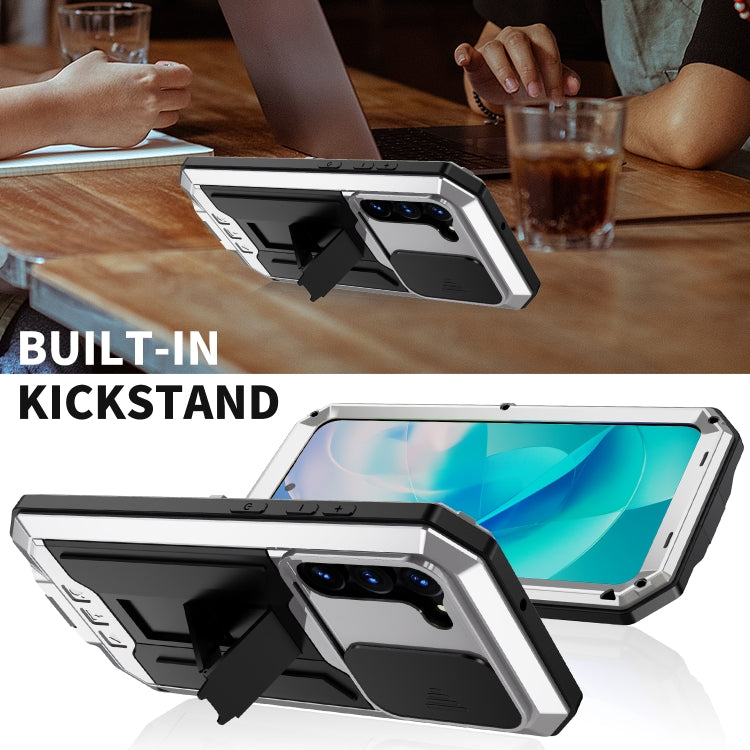 For Samsung Galaxy S23 5G R-JUST Sliding Camera Design Life Waterproof Dustproof Shockproof Phone Case(Silver) by R-JUST