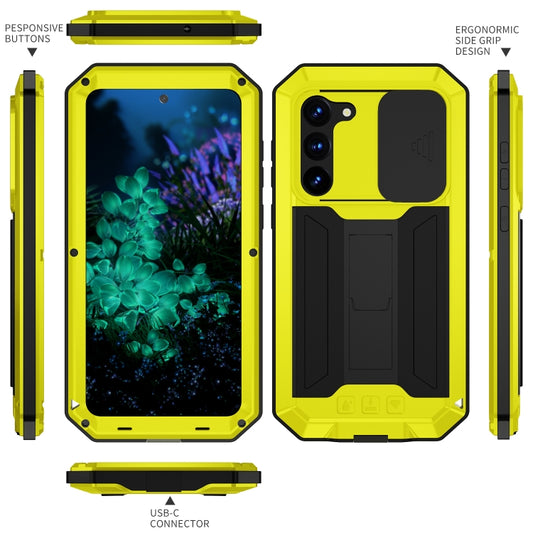 For Samsung Galaxy S23+ 5G R-JUST Sliding Camera Design Life Waterproof Dustproof Shockproof Phone Case(Yellow) by R-JUST