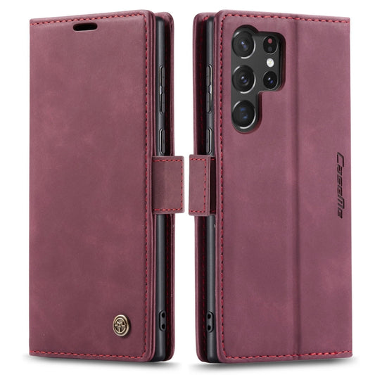 For Samsung Galaxy S23 Ultra 5G CaseMe 013 Multifunctional Horizontal Flip Leather Phone Case(Wine Red) by CaseMe