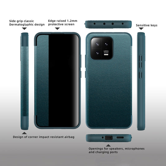 For Xiaomi 13 Magnetic Side Window View Shockproof Horizontal Flip Leather Case(Black) by buy2fix
