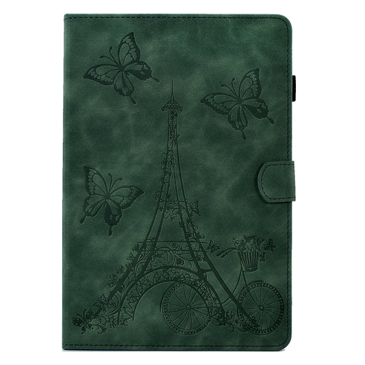 For Samsung Galaxy Tab A8 10.5 2021 X205 Tower Embossed Leather Smart Tablet Case(Green) by buy2fix