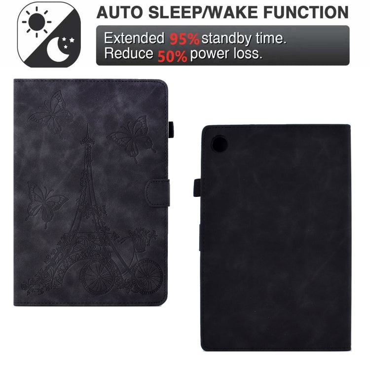 For Samsung Galaxy Tab A8 10.5 2021 X205 Tower Embossed Leather Smart Tablet Case(Black) by buy2fix