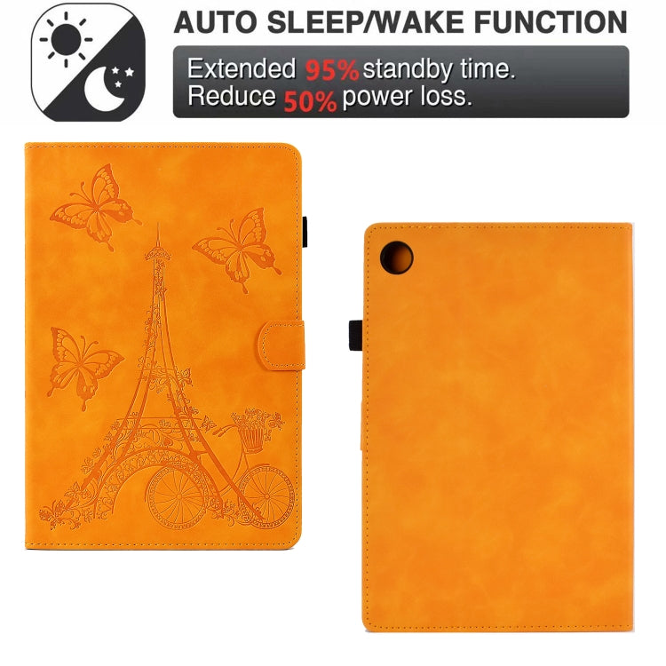 For Samsung Galaxy Tab A8 10.5 2021 X205 Tower Embossed Leather Smart Tablet Case(Khaki) by buy2fix