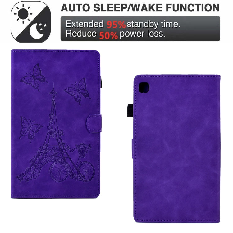 For Samsung Galaxy Tab S6 Lite P610 Tower Embossed Leather Smart Tablet Case(Purple) by buy2fix