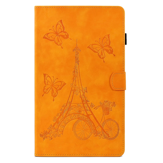 For Samsung Galaxy Tab S6 Lite P610 Tower Embossed Leather Smart Tablet Case(Khaki) by buy2fix
