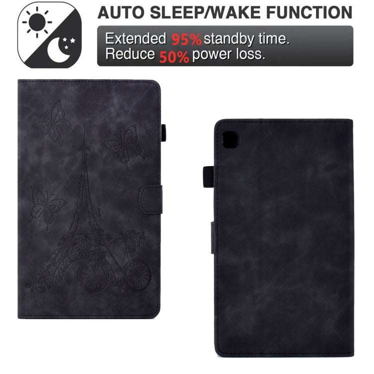 For Samsung Galaxy Tab A7 10.4 2020 T500 Tower Embossed Leather Smart Tablet Case(Black) by buy2fix