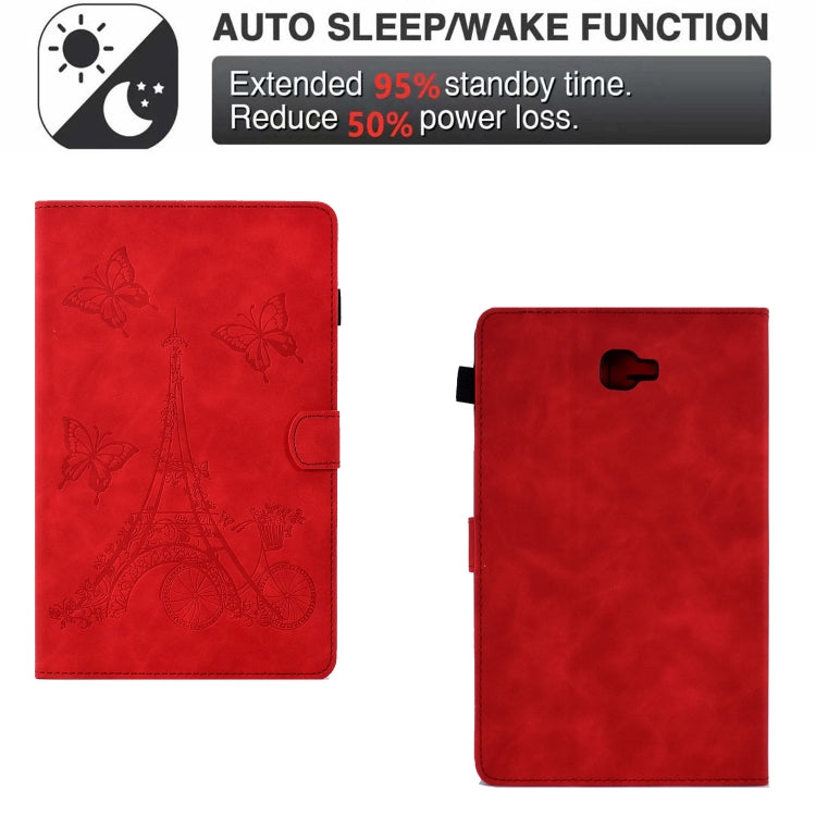 For Samsung Galaxy Tab A 10.1 2016 T580 Tower Embossed Leather Smart Tablet Case(Red) by buy2fix