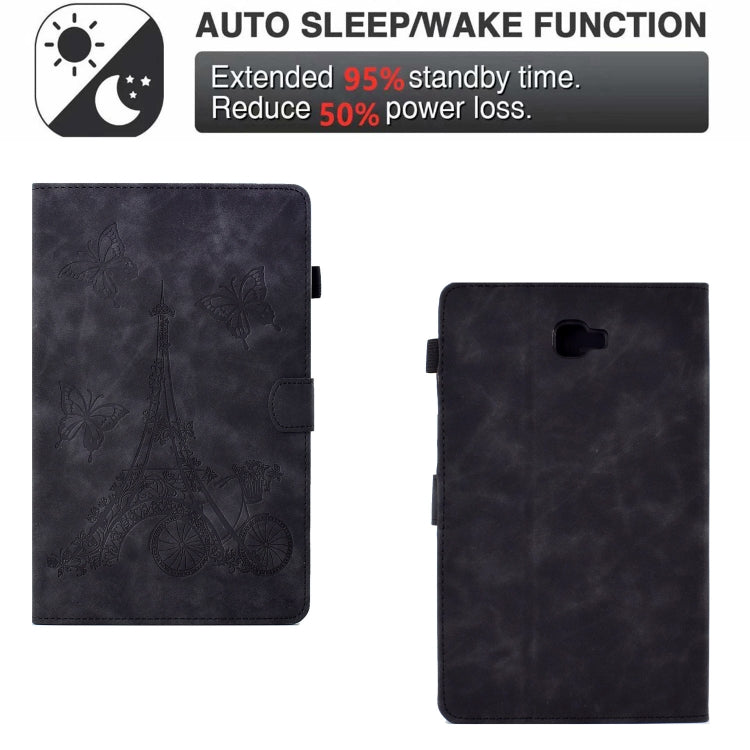 For Samsung Galaxy Tab A 10.1 2016 T580 Tower Embossed Leather Smart Tablet Case(Black) by buy2fix