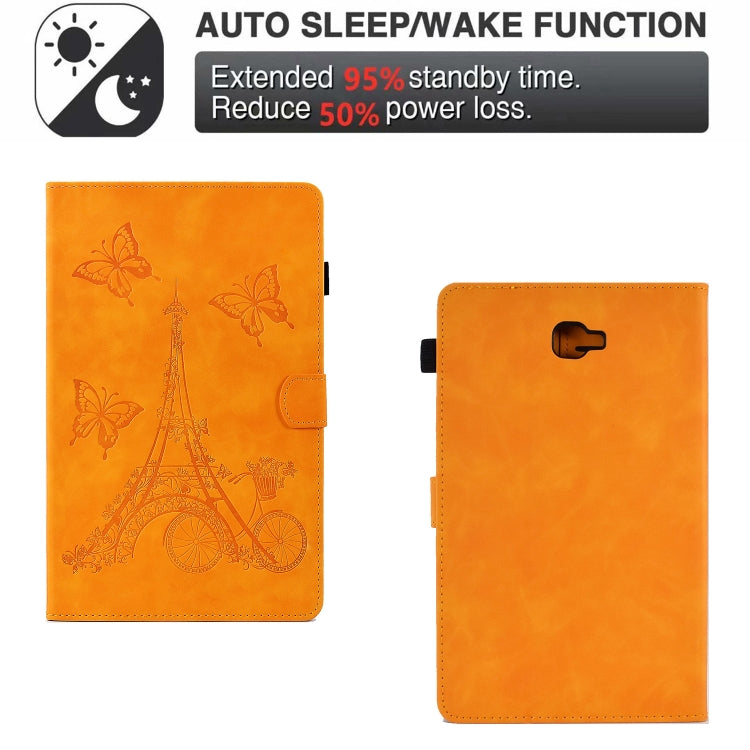 For Samsung Galaxy Tab A 10.1 2016 T580 Tower Embossed Leather Smart Tablet Case(Khaki) by buy2fix