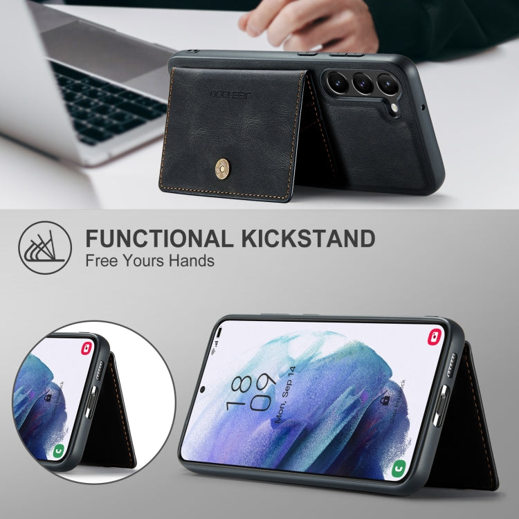 For Samsung Galaxy S23 5G JEEHOOD Retro Magnetic Detachable Wallet Phone Case(Black) by JEEHOOD