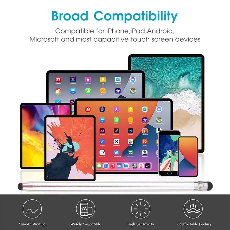 Universal Cloth Head + Silicone Head Stylus(Silver) by buy2fix