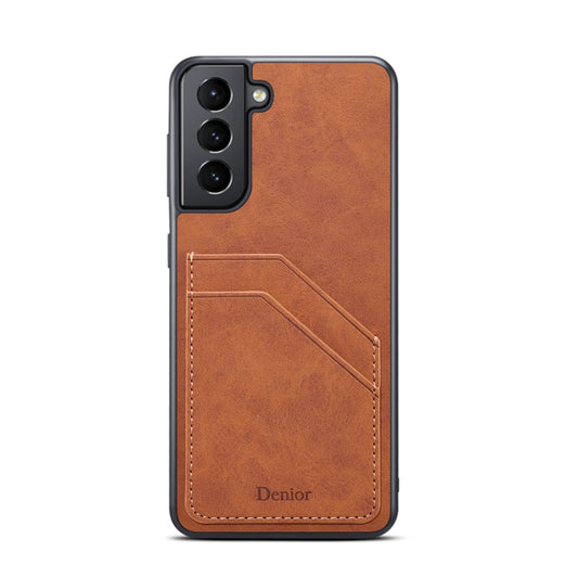 For Samsung Galaxy S23+ 5G Denior PU Dual Card Slot Phone Case(Brown) by Denior