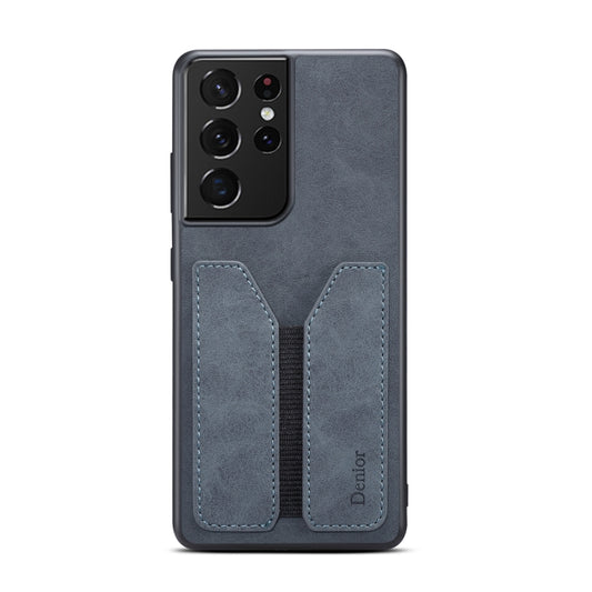 For Samsung Galaxy S23 Ultra 5G Denior DV Elastic Card PU Back Cover Phone Case(Grey) by Denior