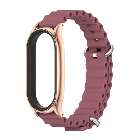 For Xiaomi Mi Band 6 / 5 / 4 / 3 MIJOBS PLUS Marine Silicone Breathable Watch Band(Wine Red Rose Gold) by MIJOBS