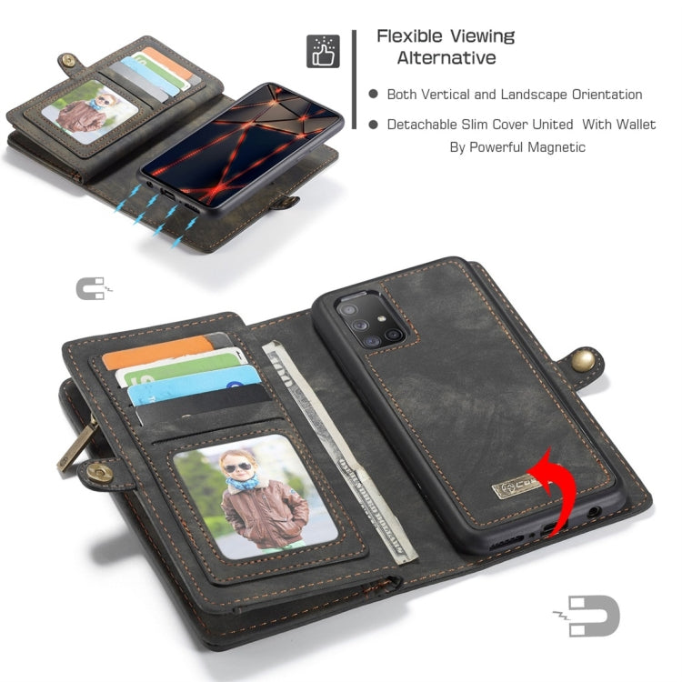 For Galaxy A51 4G CaseMe-008 Detachable Multifunctional Horizontal Flip Leather Case with Card Slot & Holder & Zipper Wallet & Photo Frame(Black) - Galaxy Phone Cases by CaseMe | Online Shopping UK | buy2fix