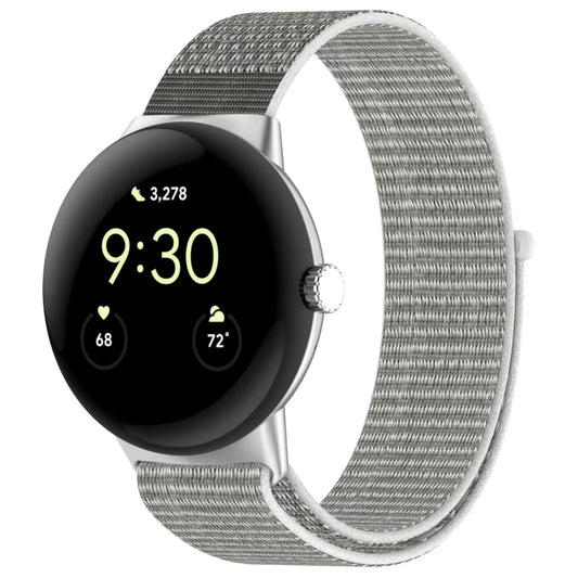 For Google Pixel Watch Metal Head Nylon Loop Watch Band(Powder Sand) by buy2fix