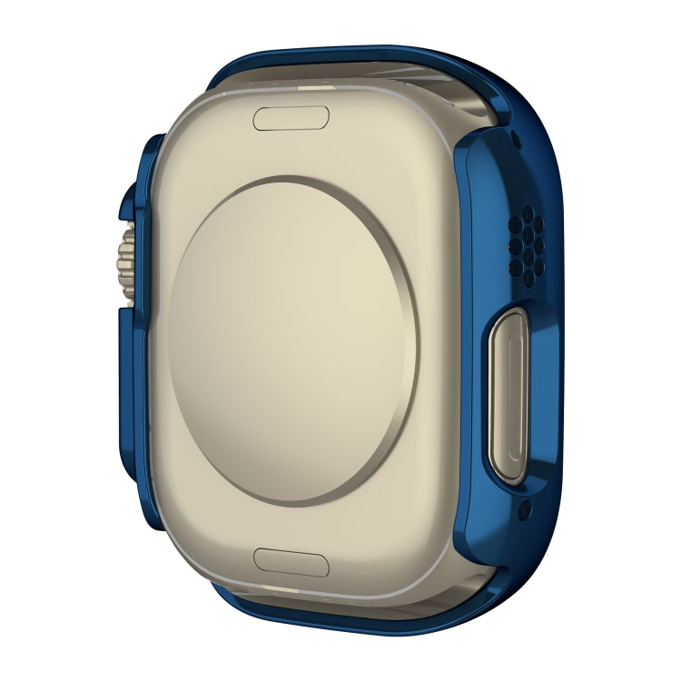 For Apple Watch Ultra 3 / 2 / 1 49mm Plating Gloss PC Tempered Glass Integral Watch Case(Dark Blue) by buy2fix