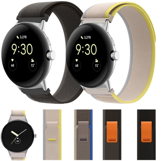 For Google Pixel Watch Loop Silver Connector Nylon Watch Band(Black Grey) by buy2fix