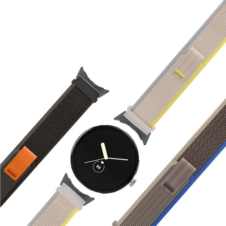 For Google Pixel Watch Loop Black Connector Nylon Watch Band(Black Grey) by buy2fix