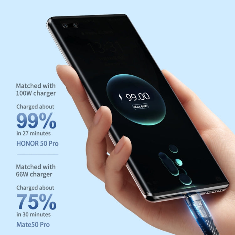 ROCK Z21 6A USB to USB-C/Type-C Transparent Fast Charging Data Cable, Length: 1.2m(Black) by ROCK