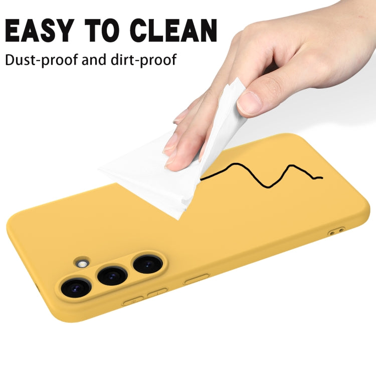 For Samsung Galaxy S25 5G Solid Color Liquid Silicone Dropproof Full Coverage Phone Case(Yellow) by buy2fix
