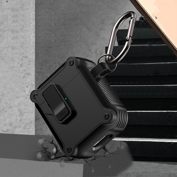 For AirPods 1 / 2 Eagle Shockproof Earphone Protective Case with Switch(Black) by buy2fix