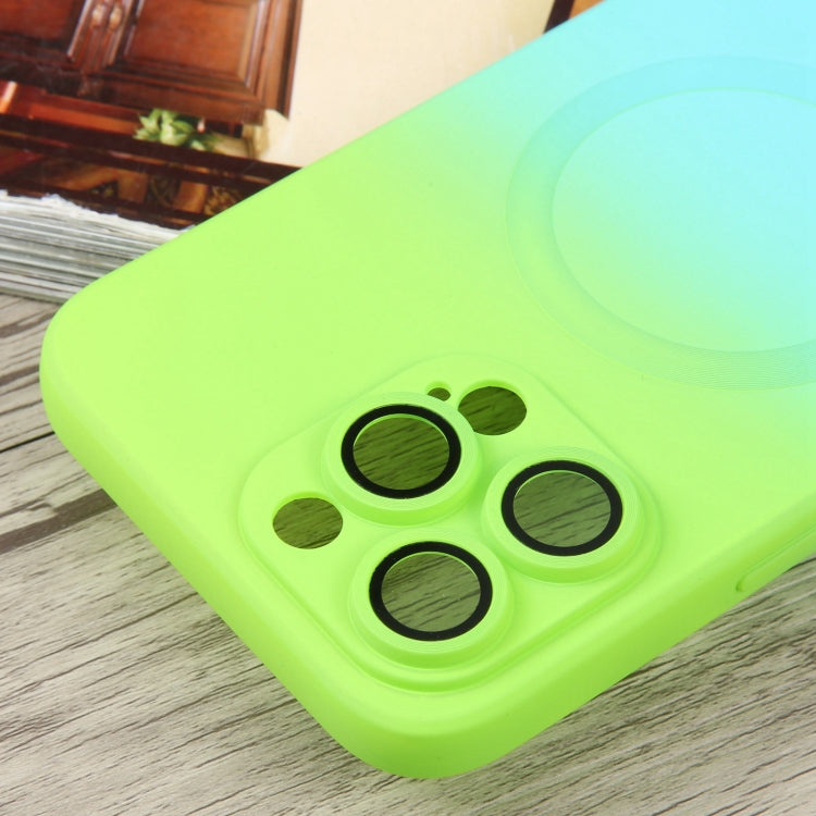 For iPhone 12 Pro Max Liquid TPU Silicone Gradient MagSafe Phone Case(Cyan Blue) by buy2fix