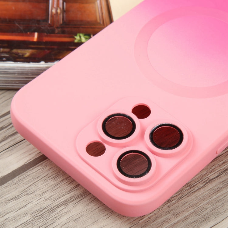 For iPhone 11 Pro Max Liquid TPU Silicone Gradient MagSafe Phone Case(Pink Red) by buy2fix
