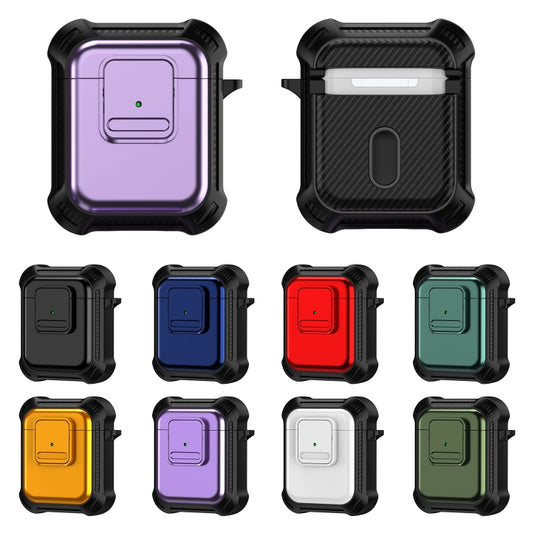 For AirPods 1 / 2 TPU + PC Shockproof Earphone Protective Case with Switch(Yellow) by buy2fix