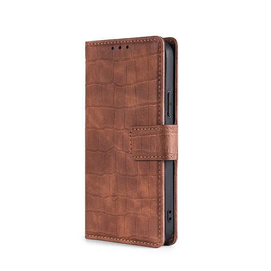 For OnePlus 11 Skin Feel Crocodile Magnetic Clasp Leather Phone Case(Brown) by buy2fix