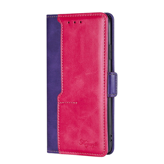 For OnePlus 11 Contrast Color Side Buckle Leather Phone Case(Purple + Rose Red) by buy2fix