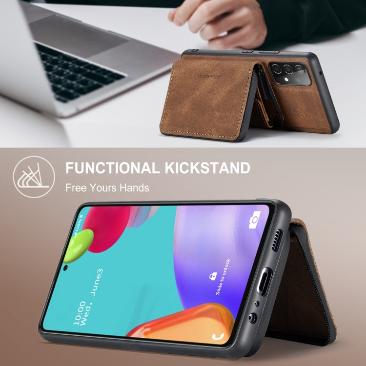 For Samsung Galaxy A53 5G JEEHOOD Magnetic Zipper Horizontal Flip Leather Phone Case(Brown) - Galaxy Phone Cases by JEEHOOD | Online Shopping UK | buy2fix