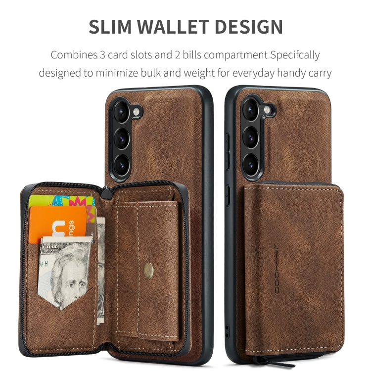 For Samsung Galaxy S24+ 5G JEEHOOD Magnetic Zipper Horizontal Flip Leather Phone Case(Brown) by JEEHOOD