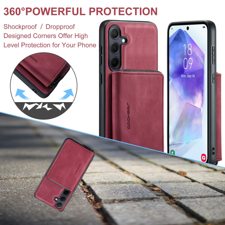 For Samsung Galaxy A55 5G JEEHOOD Magnetic Zipper Horizontal Flip Leather Phone Case(Red) - Galaxy Phone Cases by JEEHOOD | Online Shopping UK | buy2fix