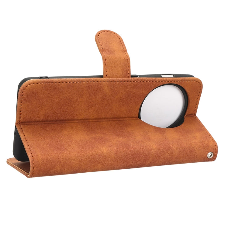 For OnePlus 11 Skin Feel Magnetic Flip Leather Phone Case(Brown) by buy2fix