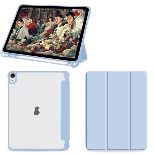For iPad Air 2020 / 2022 10.9 3-fold Shockproof Smart Leather Tablet Case(Ice Blue) - iPad Air (2022) / (2020) 10.9 Cases by buy2fix | Online Shopping UK | buy2fix