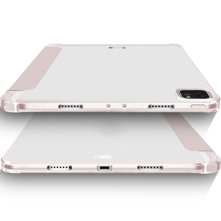 For iPad Pro 12.9 2022 / 2021 / 2020 3-fold Shockproof Smart Leather Tablet Case(Pink) - iPad Pro 12.9 (2020) Cases by buy2fix | Online Shopping UK | buy2fix
